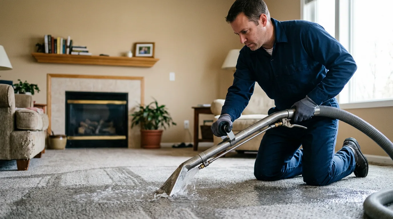 Water damage restoration technician working near Calumet, MN